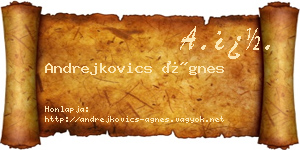 Andrejkovics Ágnes névjegykártya